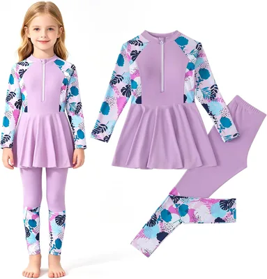 Urbazaar Girls 4 Pcs Rash Guard Swimsuit Set UPF 50+ Best Deal