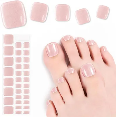 Stickers pour ongles gel Viugex, 32 pièces, rose glacé - Autocollant pour ongles des pieds, semi-durci