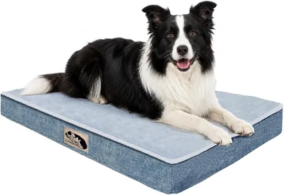 SVARTHY Anti-Slip Plush Dog Bed Crate Pad L(91x58), Blue Waterproof Cover Best Deal