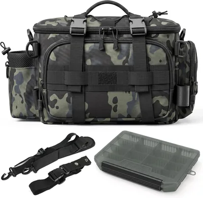 Realure Camo Fishing Bag Storage med Boxar, Vätvattenskaffan | Stor kapacitet Oxford kläder vattenskattad design