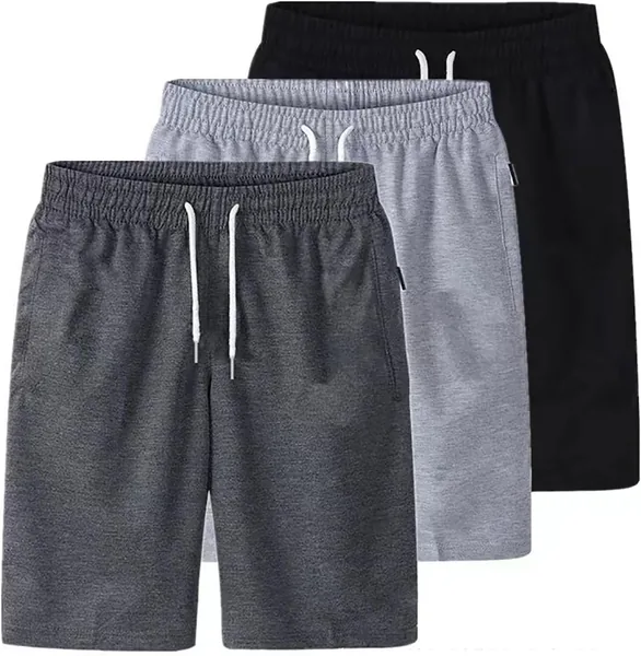 Shorts de Homme Été en Coton Lot de 3 Shorts Capri à Taille Élastique avec Cordons d'Ajustement - Meilleures Affaires
