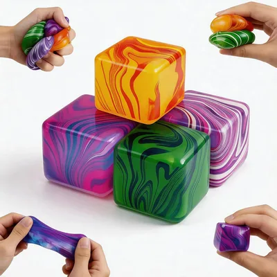 4Pack Slow Rising Stress Cubes - Soft Dough Squishy Fidget Toys