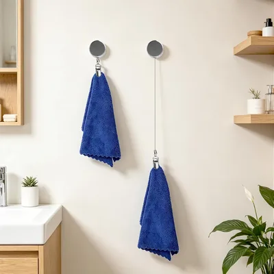 Penitue 2pcs Retractable Towel Holders - Stainless Steel Rotatable Clip