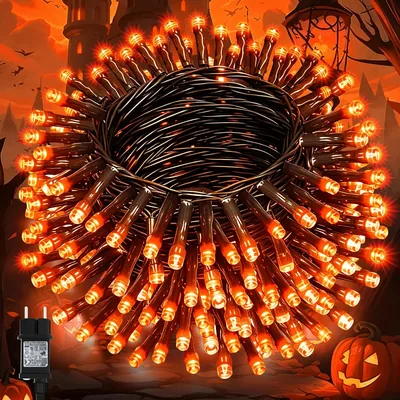 Lincentra 40M 400LED Halloween-Deko Lichterkette Außen Orange | IP65 Wasserdicht 8 Modi, Netzbetrieben