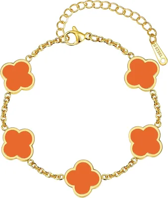 BAREEK Four Leaf Clover Bracelet 18K Gold Plated Stainless Steel