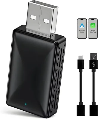 CNHVEIF Mini Adaptador Automático Inalámbrico 2026 CarPlay/Android 2 en 1 | Adaptador Connect Estable por Cable