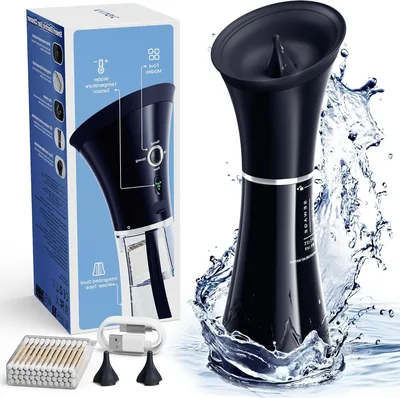 KAUGIC Elektrische Ohrwascher mit Doppeltank - Smartes Temperatursensor, IPX7 Wasserdicht, 4 Wasserdruckstufen, inkl. Körper