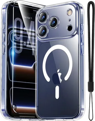 Étui magnétique Yohii pour iPhone 17 Pro, transparent | Compatible MagSafe, avec 1 verre trempé et cordon, protection caméra