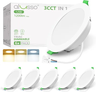 Alusso LED Spot da Incasso per Cartongesso Dimmabile 12W 1200LM IP44, 3000K-4000K