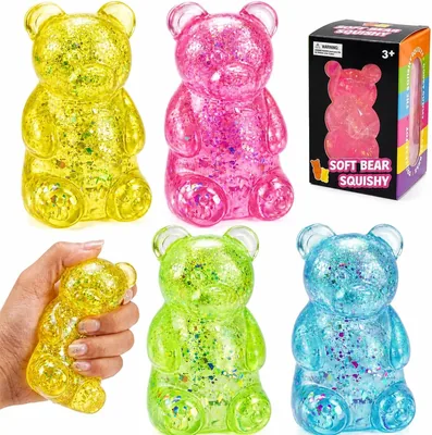 4pcs Glitter Squishies Gummy Bear Taba Stress Toys Best Deal