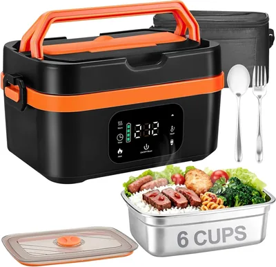 PTEROMYS Cordless Lunch Box 1.35L Auto Heating (Orange) Best Deal