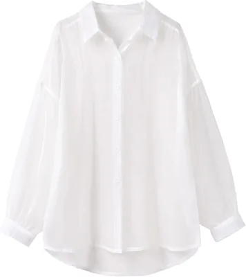 Women Casual Shirt Blouse Summer Chiffon Long Sleeve Top