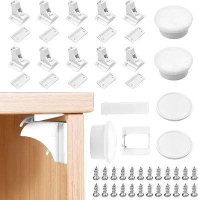 Mamerty 10 Piezas Seguros para Puertas y Cajones, Cierre Magnetico Cajon, Seguros Cajon para Niño, Cerraduras para Cajones de, Best Deal