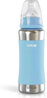 LuvLap बच्चे की स्टील खाना देने की बोतल 240ml, SS304 के लिए जंग मुक्त स्टील, धूल कवर के साथ दूध/पानी बोतल, तापमान सुरक्षा