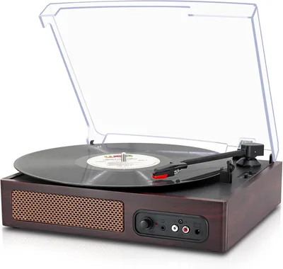 Wooden Vinyl Turntable - 3 Speed Auto Stop