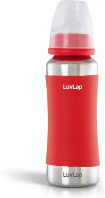 LuvLap बेबी स्टील फीडिंग बोतल 240ml, एसएस304 के लिए जंग मुक्त स्टील, बच्चे का दूध/पानी बोतल धूल कवर के साथ, गर्मी सुरक्षा
