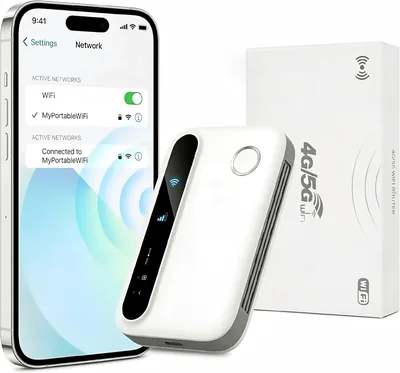 Routeur portable 5G WiFi 6 Déverrouillé avec fente pour carte SIM, Hotspot mobile 5G, Modem Internet haut débit, Connecte jusqu'à 25 appareils