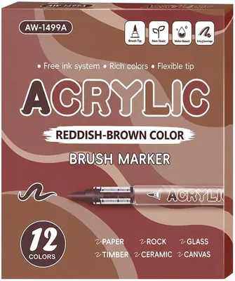 12 Colors Acrylic Paint Markers - Water Based, Soft Brush Tip for Various Surfaces
