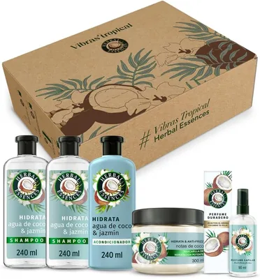 Kit Herbal Essences VIBRAS TROPICAL - Shampoo y Acondicionador de Coco + Mascarilla Capilar - 240 ml (X2) - Mejor Oferta