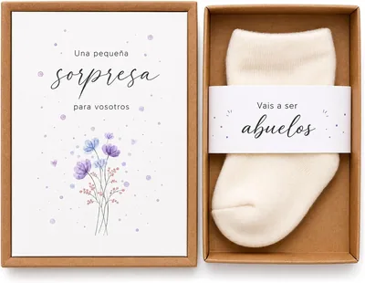 Caja de regalo MilaBoo para bebé con calcetines, regalo Omen, anuncio para abuelos, hecha en España (Abuela y Abuelo - S
