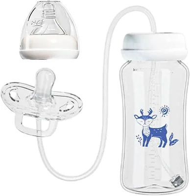 Anti-Kolik infantbottna med handsfritt sjukskötselssystem, 300ml infantbottna med lika pacifikator, långsam flux för medicin