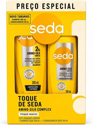 Shampoo e Condicionador Toque de Seda, Complexo Amino-Silk, 300mL + 190mL - 51% Off