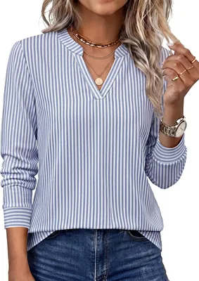 WIHOLL V Neck Long Sleeve Business Blouses
