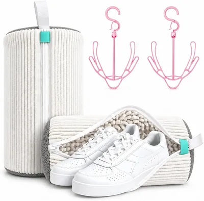 FRAYPA® Sacos para Lavar Zapatos en Lavadora + 2 Ganchos para Colgar Zapatos | Bolsa Resistente para Zapatos