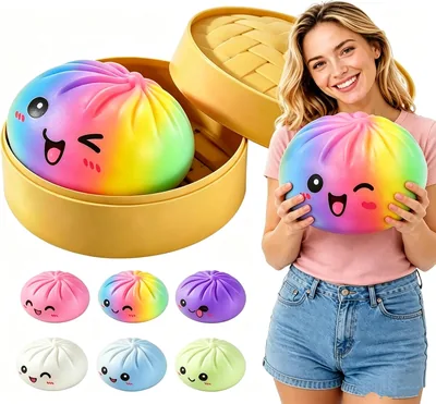 Giant Dumpling Squishy with Steamer - Extra Large Jumbo Stress Ball - 17% Off