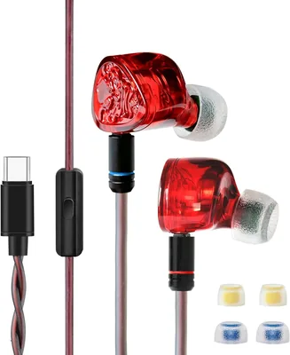 Auriculares IEM cableados TANGZU Wan'er S.G II Rojo León, monitor intrauditivo Hi-Fi para gaming con cable desmontable