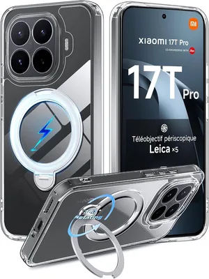 ZZJOOJ för XIAOMI 17T Pro 5G - Fodral med MagSafe och 360° Osynligt Stativ, Kameraskydd, Mjukt TPU-Skydd, Best Deal