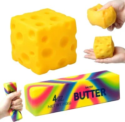 LEADSTAR Butter och ost Squishy Set, 2 Anti-Stress Toyor, Låsta Sensory Sjutar, Stressboll för Barn