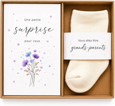 MilaBoo Annonce de Grossesse Cadeau pour Bébé avec Chaussettes, Idée Cadeau Annonce Bébé pour Grand-Parents