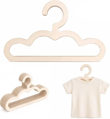 Wooden Kids Hängare Set 20 Stk, Cloud Shape Babyhängare, 22 x 12.5 cm för Barnkloder, Space Sparande
