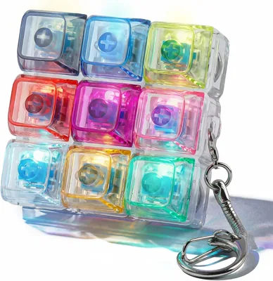Keyboard Fidget Toys - Clicker Keychain with LED Lights - Stress Relief Gift