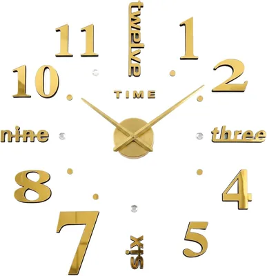 Premium Acrylic 3D Frameless Gold Wall Clock 40cm, No-Drill Self-Adhesive