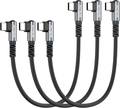 Kabel USB C do C prostokątny 30cm 3 sztuki | Ładowanie szybkie 90 stopni