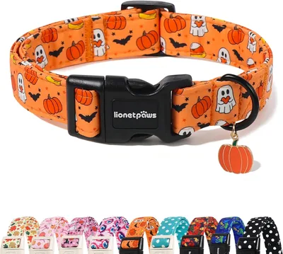 LIONET Paws Halloween Dog Collar Orange S