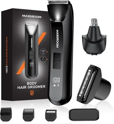 MAXGROOM 3 en 1 Afeitado Corporal Masculino, Epilador Recargable con Luz LED Precisa, Impermeable al 100%, Ideal para Bigote, Axilas y Más. Mejor Oferta