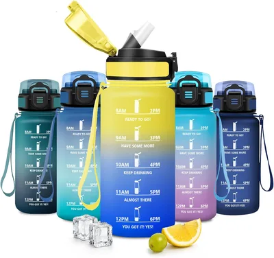 Bottiglie d'acqua JAPORIA da 500 ml con cannuccia Motivazionali, Senza BPA, Impermeabili e Riutilizzabili per Scuola, Ufficio, Attività all'aperto