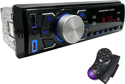 Radio de Coche Bluetooth 1 DIN - Radio con Control Remoto/Radio FM/USB | Llamadas Manos Libres/Entrada AUX/ECualizador/Cargador Tipo-C