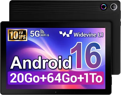 Tablette Android 16 pouces 5 cœurs, Widevine L1 20GO + 64GO + 1TO TF, Wi-Fi 6 BT 5.3 6000mAh, OTG Transmission, F - 33% Off