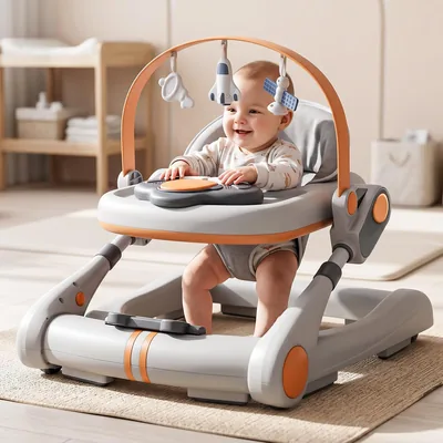 Baybee 2 in 1 Baby Walker - Adjustable & Foldable, Music & Food Tray