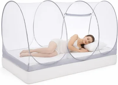 Moustiquaire Pop-Up Liemuao pour Lit Simple, 200 x 100 x 90 cm, Pliable, avec Fermeture à Glissière, Tente Anti-Moustiques Portable