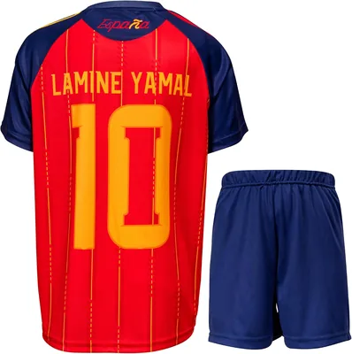 Maillot Enfant #10 Lamine 2026 Kinderfußballtrikot-Set mit Shorts, Größe S