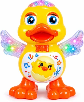 Pato Dançante com Luzes LED e Música - Brinquedo Educativo para Crianças que Anda e Dança Sozinho - Estímulo Sensorial