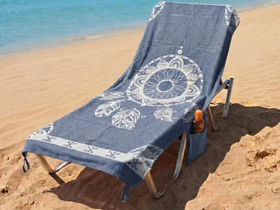 Telo Mare in Cotone Fouta con Angoli e Tasche, 70x180cm - Asciugamano Spiaggia per Lettino (Acchiappasogni), Best Deal