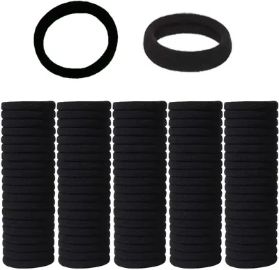 100 gumek do włosów w kolorze czarnym, 4 cm, elastyczne i trwałe