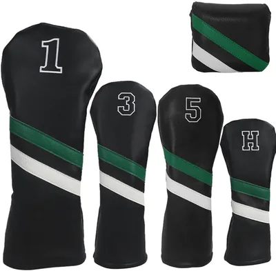 MoSundi PU Leather Club Head Covers Set - No1 3 5 H & Putter + Protective Socks