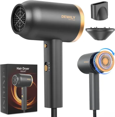 DEWILY Ionic Hair Dryer con Diffusore - 1800W per Asciugatura Rapida con Tasto Caldo/Freddo, Asciugacapelli con Diffusore Termoregolato
